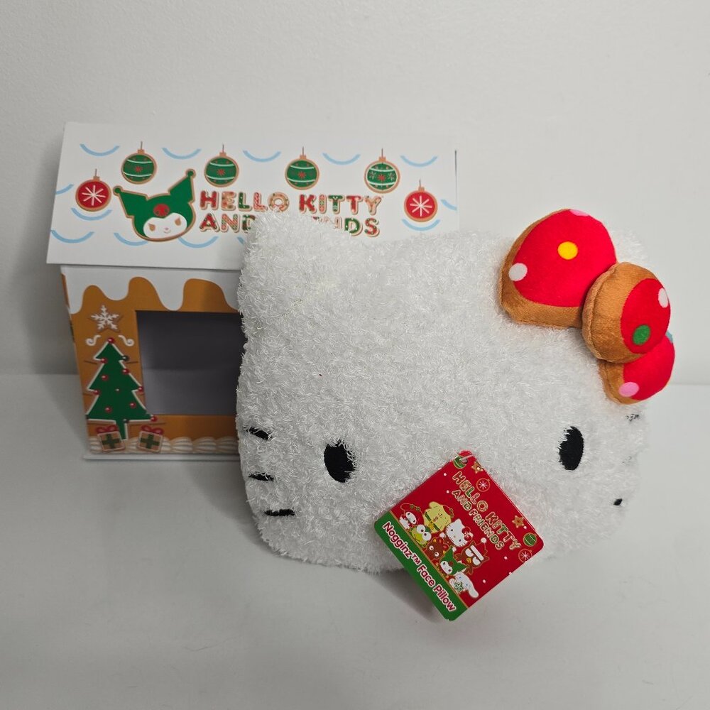 Hello Kitty Nogginz Face Plush Pillow Sanrio 2024 NEW Polka Dot Bow‎